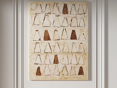 Abstract Painting With Geometric Shapes In Beige White And Brown Tones For Interior Decor 3d model