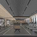 Spacious Bright Modern Luxury Gym Interior With Complete Sets Of Professional Fitness Training Equipment