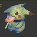 Cute Yellow Cartoon Doll With Red Ears Blush Cheeks Holding Lollipop