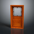 Wooden Door With Glass Panel And Natural Wood Grain Texture For Home Interior