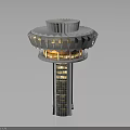 Modern Tower Building Design With Circular Top Structure And Illuminated Glass Windows 3d model