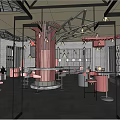 Industrial LOFT Clear Bar Net Red Clear Bar 3d model