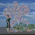 Colorful Balloon Star Shaped Photo Check-in Spot With Flowers And Blue Sky