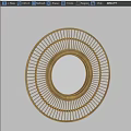 Round Gold Decorative Mirror With Radial Frame And Central Image For Home Decor