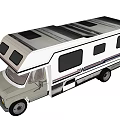 White Classic RV Motorhome With Roof Racks And Side Windows For Travel