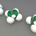 Modern White Spherical Sofa and Coffee Table Set with Green Interior and Small White Discs 3d model