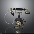 Vintage Electronic Telephone With Classic Rotary Dial Coiled Cord And Metal Components