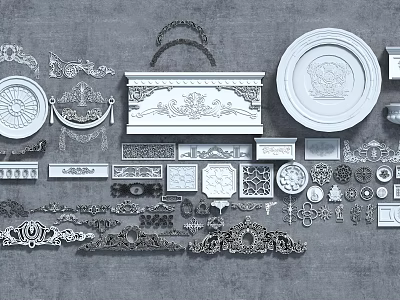 Decorative Components With Various Ornate Architectural Patterns And Intricate Carved Details 3d model