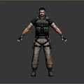 3D Character Model In Tactical Vest Short Sleeve Shirt Cargo Pants Black Gloves Military Boots