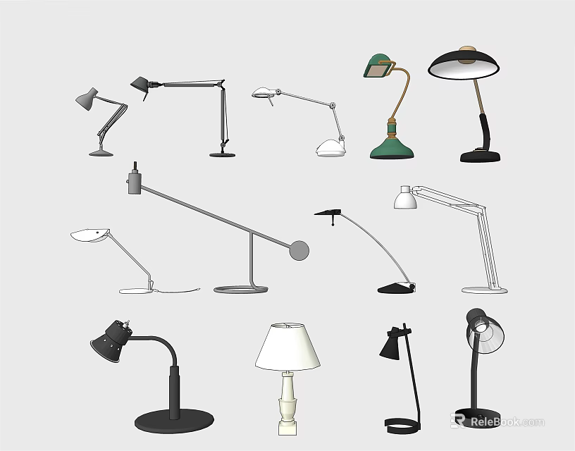 Various Modern Table Lamps With Different Designs And Styles For Home Decor 3d model