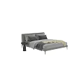 Modern Double Bed With Gray Pillows Light Bed Sheet And Black Nightstand 3d model