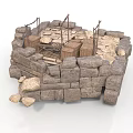 Modern Stone Structure Design With Stacked Stone Walls And Wooden Elements In Outdoor Space