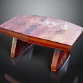 Handcrafted Rustic Wooden Table With Textured Surface And Unique Leg Design