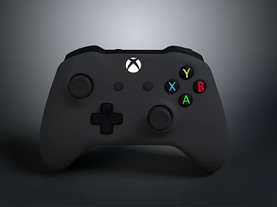 Black Xbox Game Controller With Colored Y X B A Buttons And Ergonomic Design 3d model