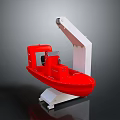 Red Industrial Boat Shaped Machinery With White Mechanical Arm And Stable Stand