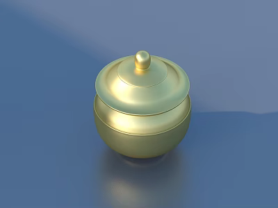 Golden Round Storage Jar With Smooth Lid For Modern Home Decor Use 3d model