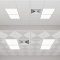 Modern Suspended Ceiling with White Panels Geometric Patterns Lights and Vents 3d model