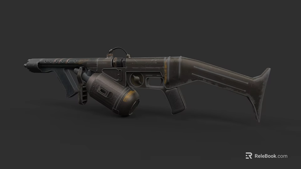 Detailed Vintage Military Shotgun With Tactical Grenade And Metal Design 3d model 