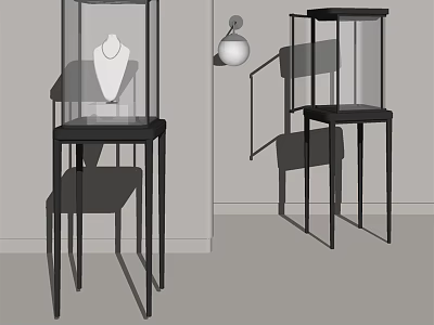 Modern Glass Display Cabinets With Black Frame Open Door For Jewelry Exhibition 3d model