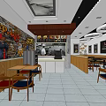Cheese House Modern Restaurant Interior With Graffiti Art Dining Tables And Service Counter