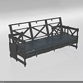 Outdoor Sofa with Wooden Cross Frame and Cushioned Seats Modern Minimalist Design for Outdoor Spaces