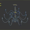 Golden Chandelier Lighting Combination With Multiple Curved Arms And Candle Shaped Lights