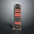 Modern Skyscraper Architectural Model With Colored Facades And Layered Structure 3d model
