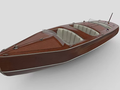Vintage Wooden Boat With Leather Seats And Shiny Deck For Recreational Use 3d model