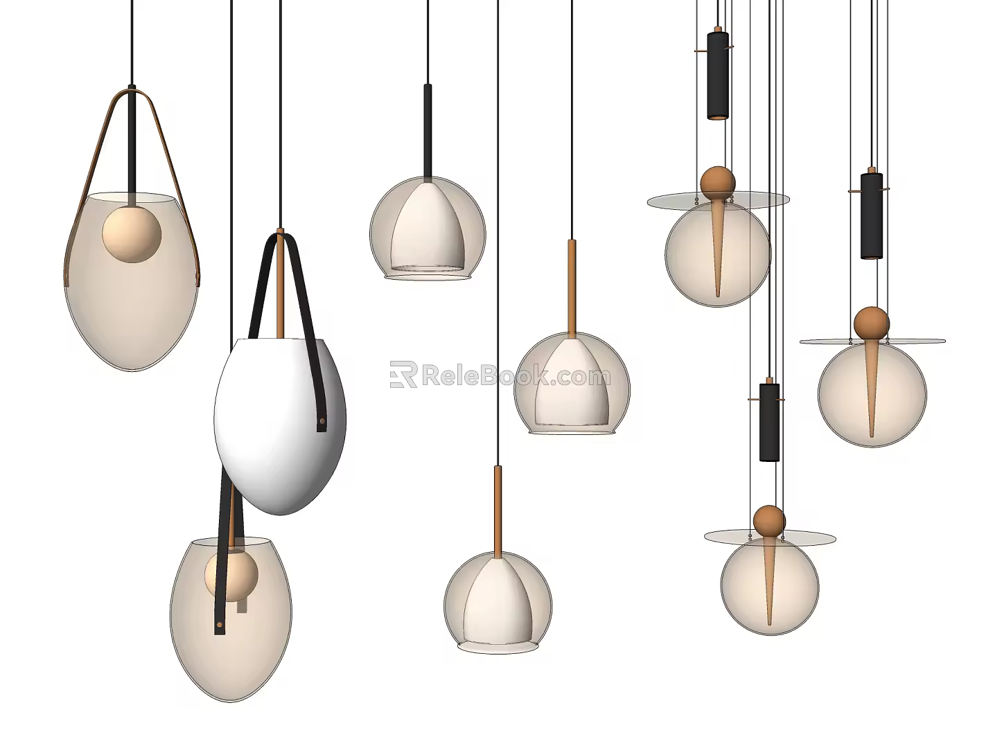Modern chandelier glass small chandelier combination 3d model
