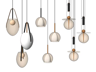Modern chandelier glass small chandelier combination 3d model