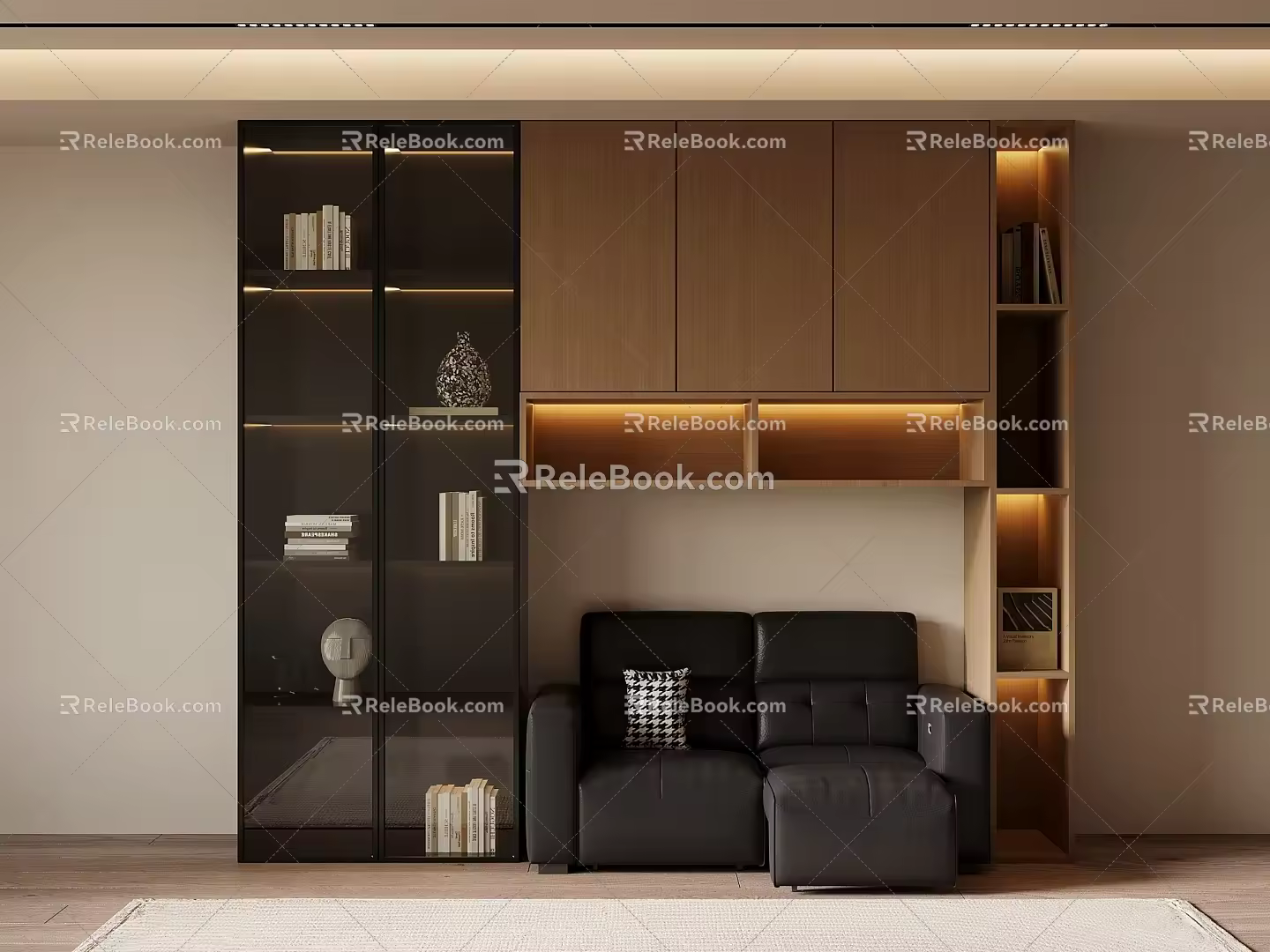 Modern Simple Bookcase Book Decoration Folding Sofa 3d model