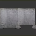 Rigid Gray Concrete Barrier Structure With Connected Panels And Base Supports 3d model