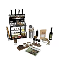 Organized Kitchen Counter with Knife Block Spice Jars Coffee Supplies Recipe Magazine and Cooking Tools