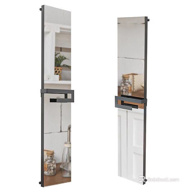 Modern Wall Mounted Mirror With Black Metal Frame And Decorative Accents 3d model 