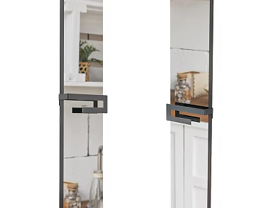 Modern Wall Mounted Mirror With Black Metal Frame And Decorative Accents 3d model