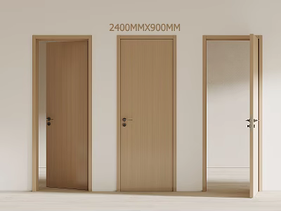 Modern swing door solid wood single door 3d model