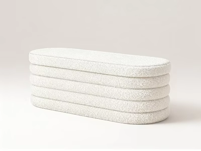 White Upholstered Shoe Bench With Simple Modern Design For Home Entryway 3d model