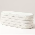 White Upholstered Shoe Bench With Simple Modern Design For Home Entryway
