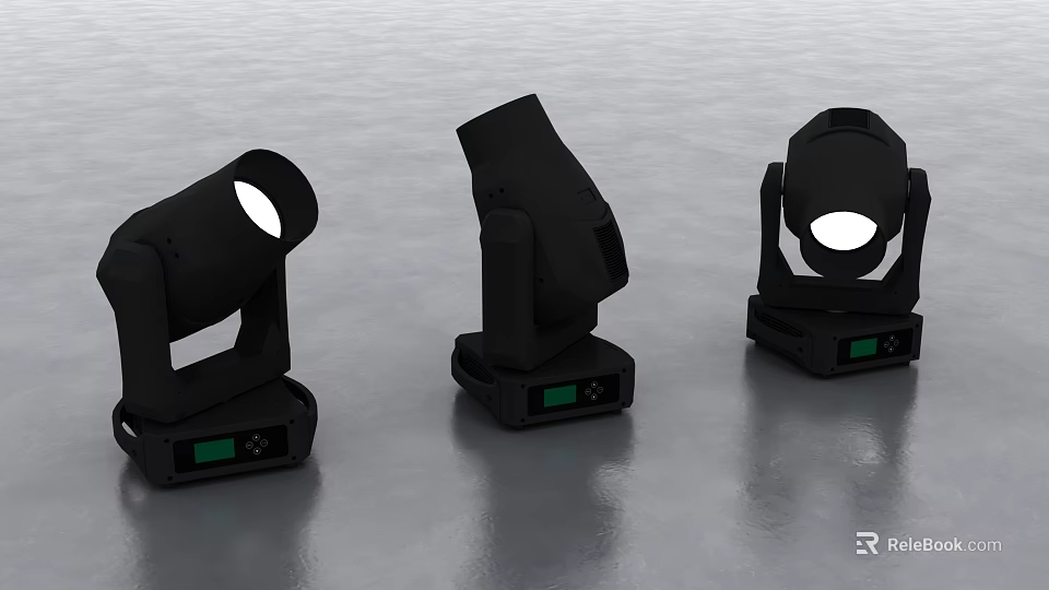 Black Moving Head Decorative Stage Lights With Green Indicator For Events 3d model 
