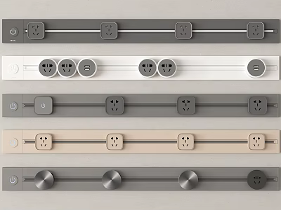Modern Sleek Switch Panels With Multiple Sockets And Different Color Designs 3d model