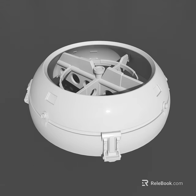 White Circular Industrial Equipment With Internal Mechanical Components And Enclosure Design 3d model