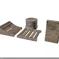 Medieval Stone Architectural Components With Rampart Pallet Cylinder And Slab