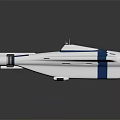 Modern White Blue Submarine Model With Crew And Marine Life Elements