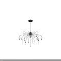 Modern Chandelier With Black Frame Curved Arms And Multiple Transparent Bulbs 3d model