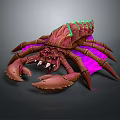 Brownish Red Giant Lobster Crab Creature With Greenish Back Purple Legs And Large Claws