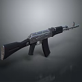 Assault Rifle Weapon Design With Black Stock Silver Barrel And Magazine