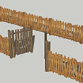 Log Railing Fence 3d model