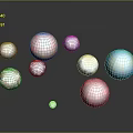 Colorful Spheres With Various Colors And Patterns On Black Background With Reflections