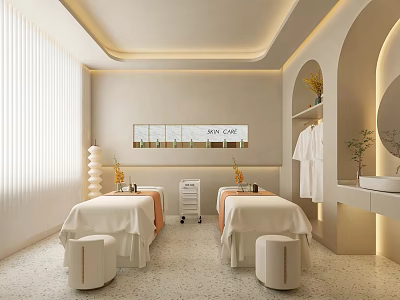 Modern Beauty SPA Interior With Treatment Beds White Towels And Soft Lighting 3d model