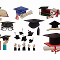 Graduation Themed Decorative Ornaments Featuring Caps Diplomas Books And Celebration Elements
